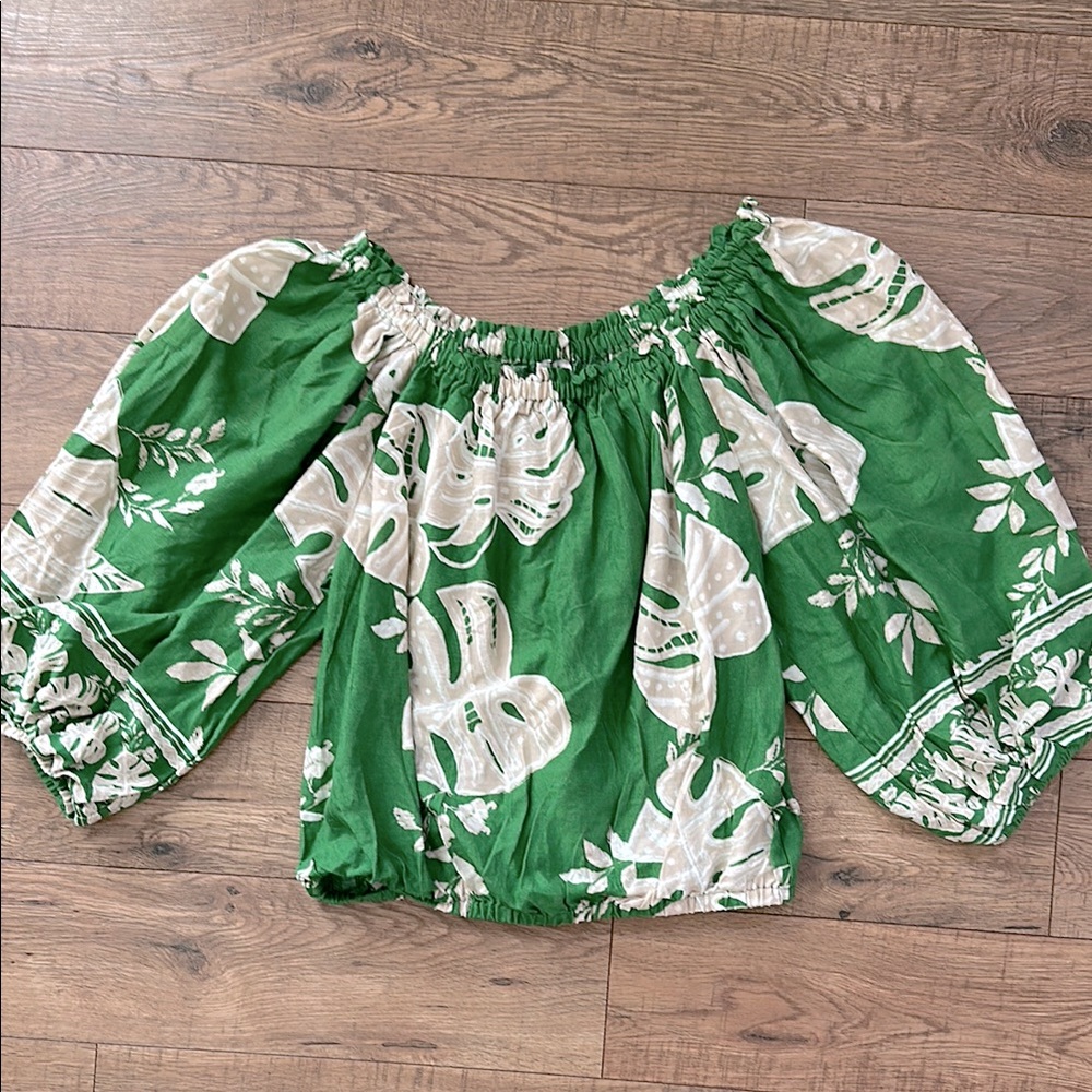 Rachel Zoe Green Smocked Relaxed Blouse